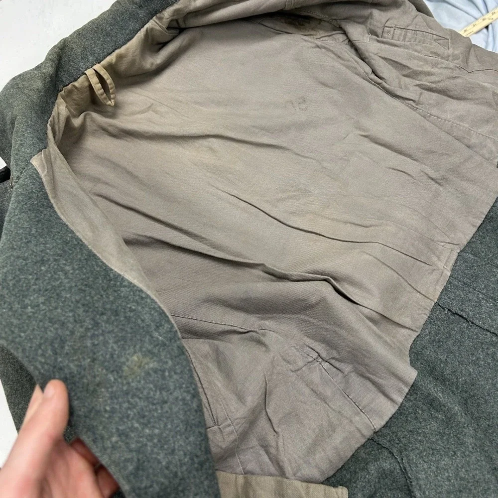 Swiss Military Pea Coat Mens 38 Gray Good Double Breasted Wool Field Jacket 50s